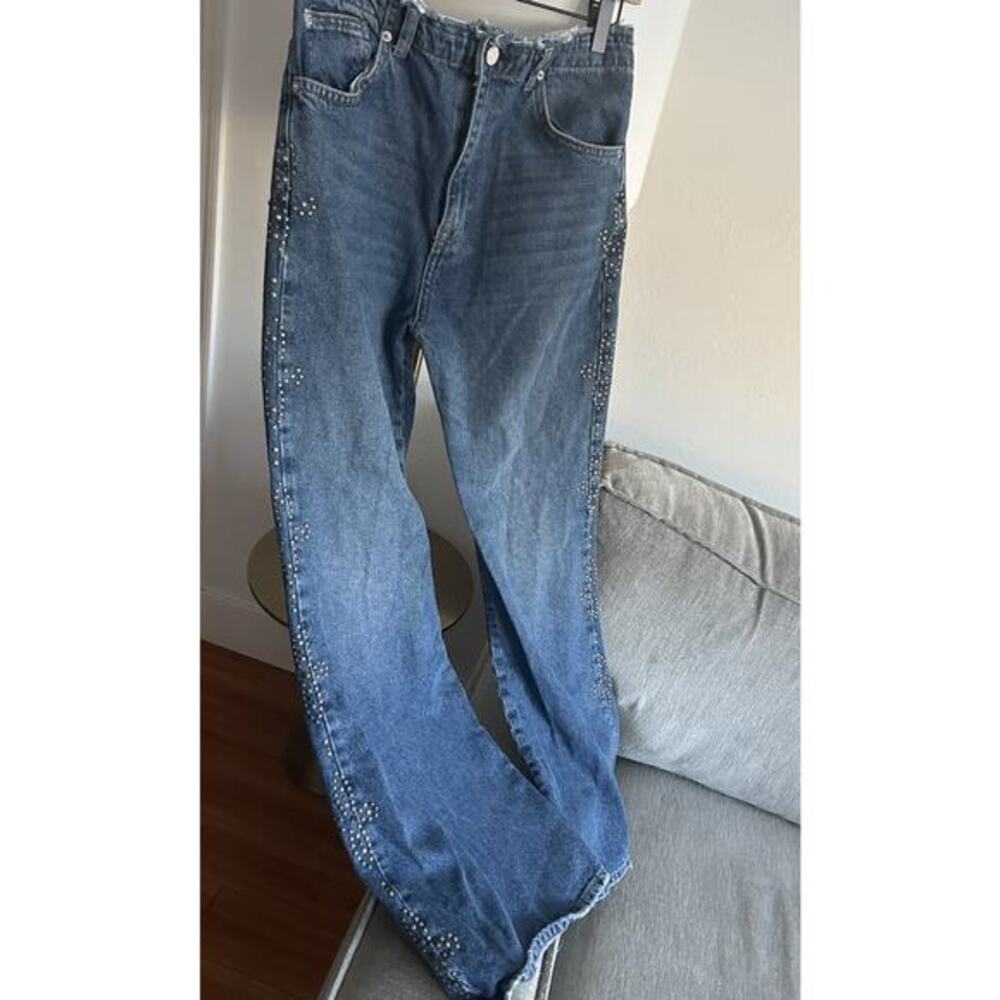 BDG Jessie Studded Mid-Rise Jeans 29 Wide Leg Baggy Western Cowgirl